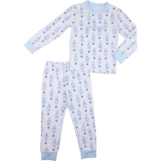 Blue Knit Nutcracker Pajamas
