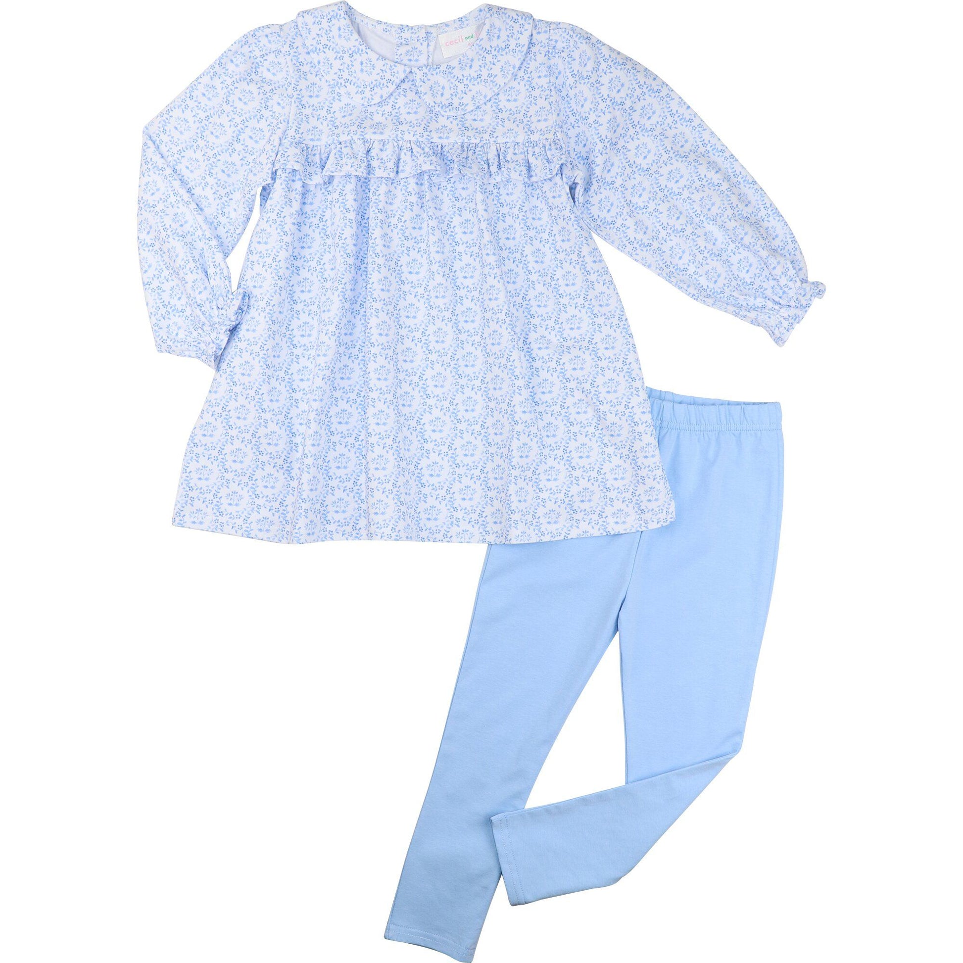 Blue Knit Petite Floral Legging Set