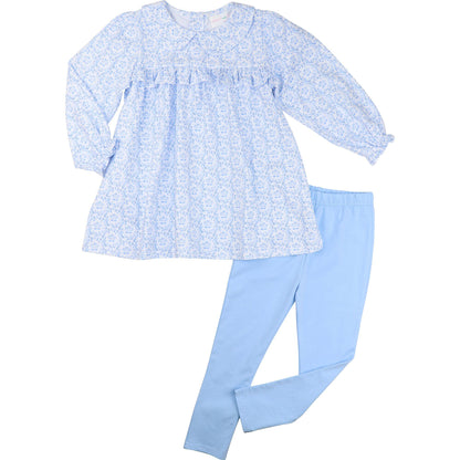 Blue Knit Petite Floral Legging Set