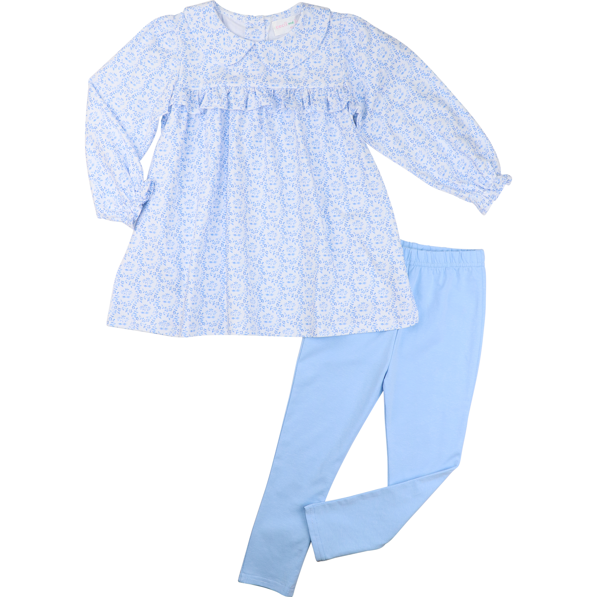 Blue Knit Petite Floral Legging Set