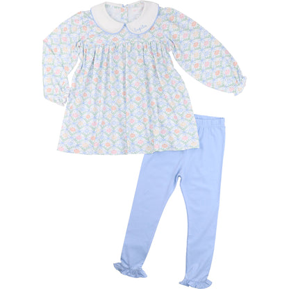 Blue Knit Pumpkin And Bows Legging Set