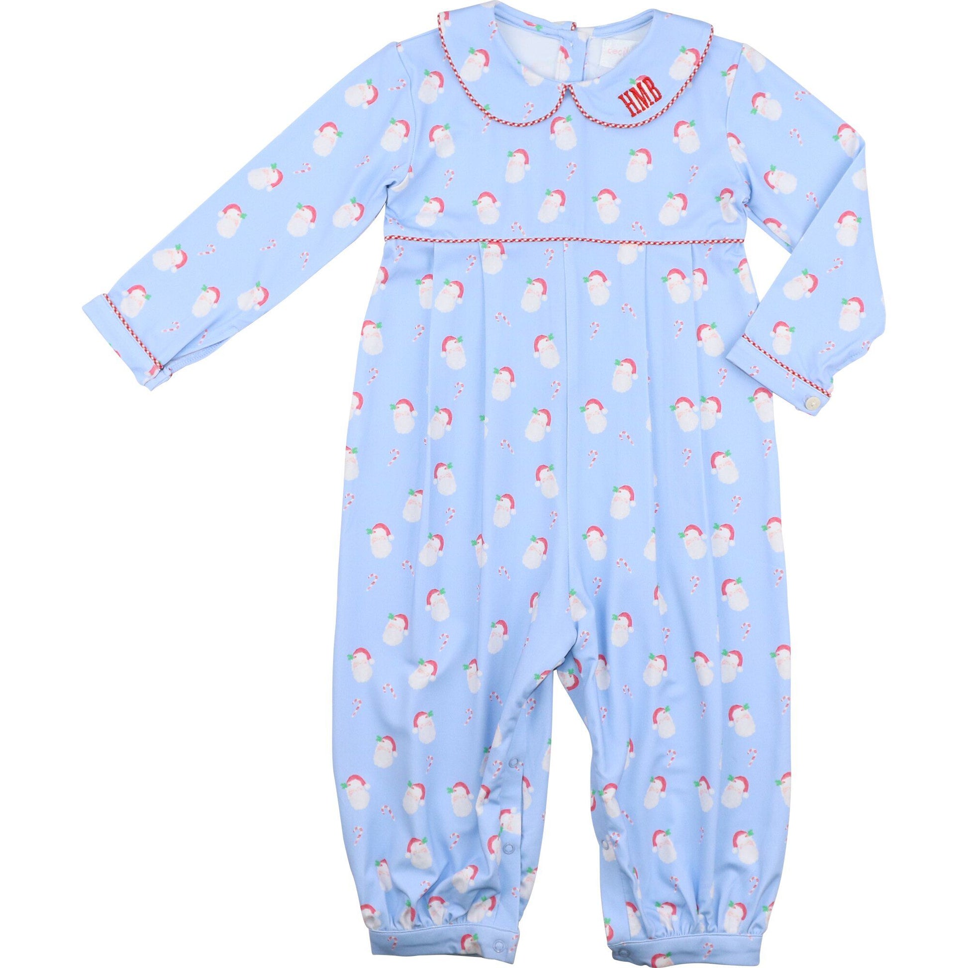 Blue Knit Santa Long Romper