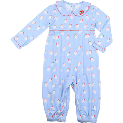 Blue Knit Santa Long Romper
