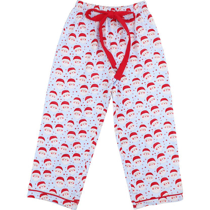 Blue Knit Santa Print Pajama Pants