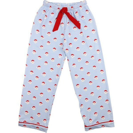 Blue Knit Santa Print Pajama Pants