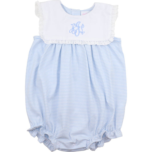 Blue Knit Stripe Eyelet Bubble