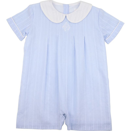 Blue Linen Short Romper