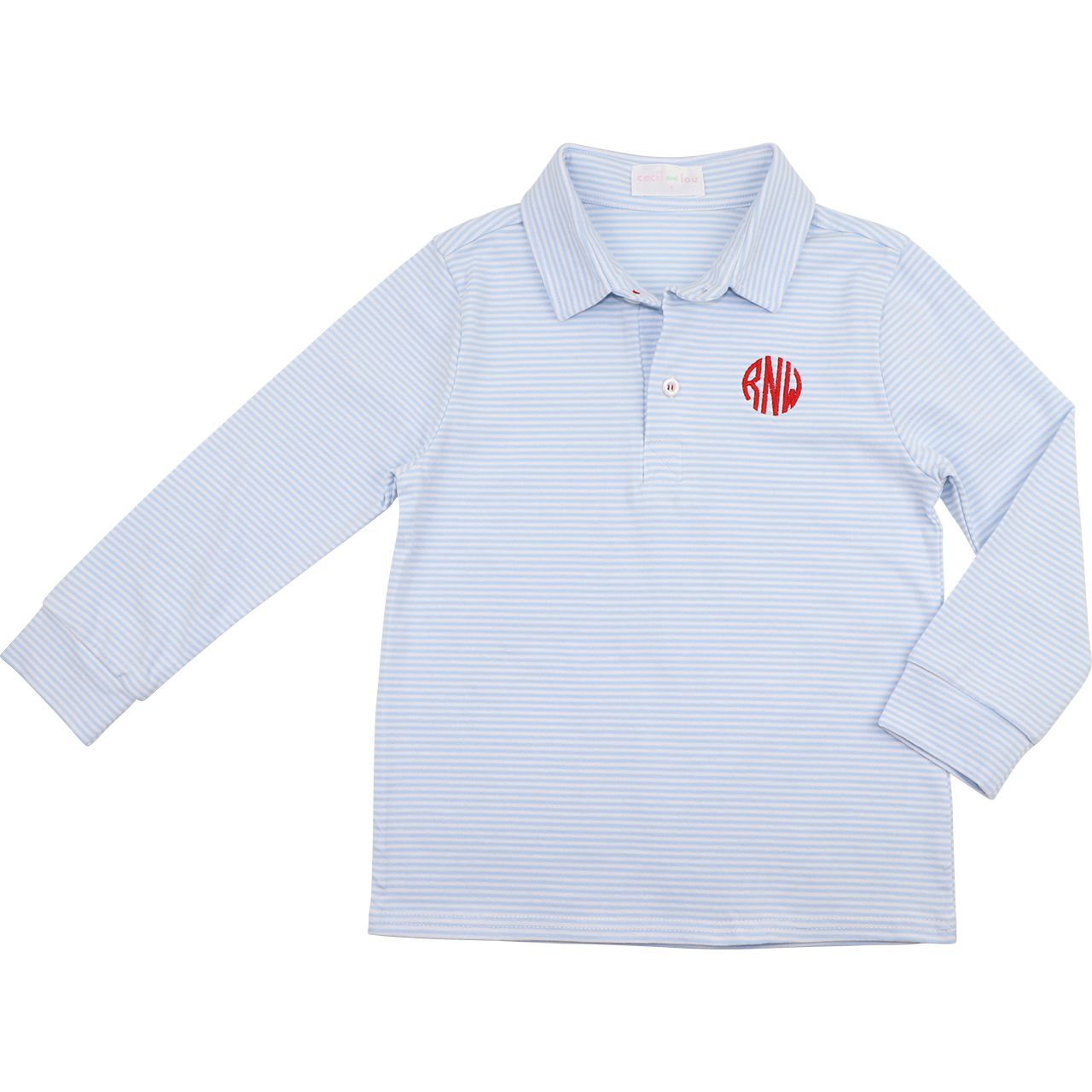 Blue Mini Stripe Knit Polo Shirt