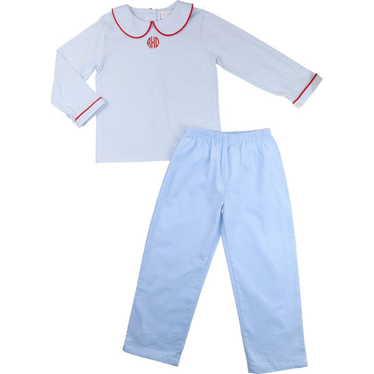 Blue Mini Stripe Pant Set