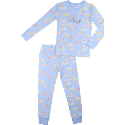 Blue Nativity Scene Knit Pajamas
