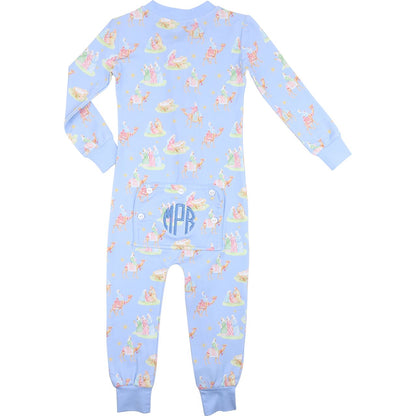 Blue Nativity Scene Knit Zipper Pajamas