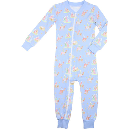 Blue Nativity Scene Knit Zipper Pajamas
