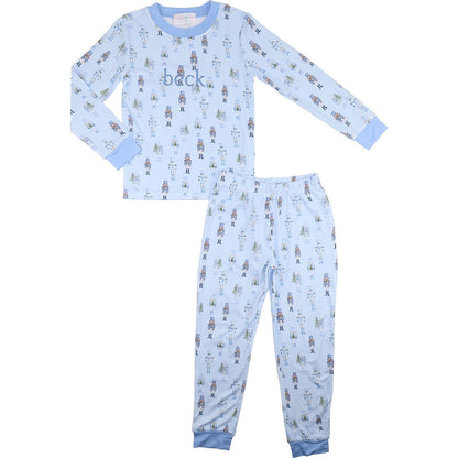 Blue Nutcracker Print Knit Pajamas