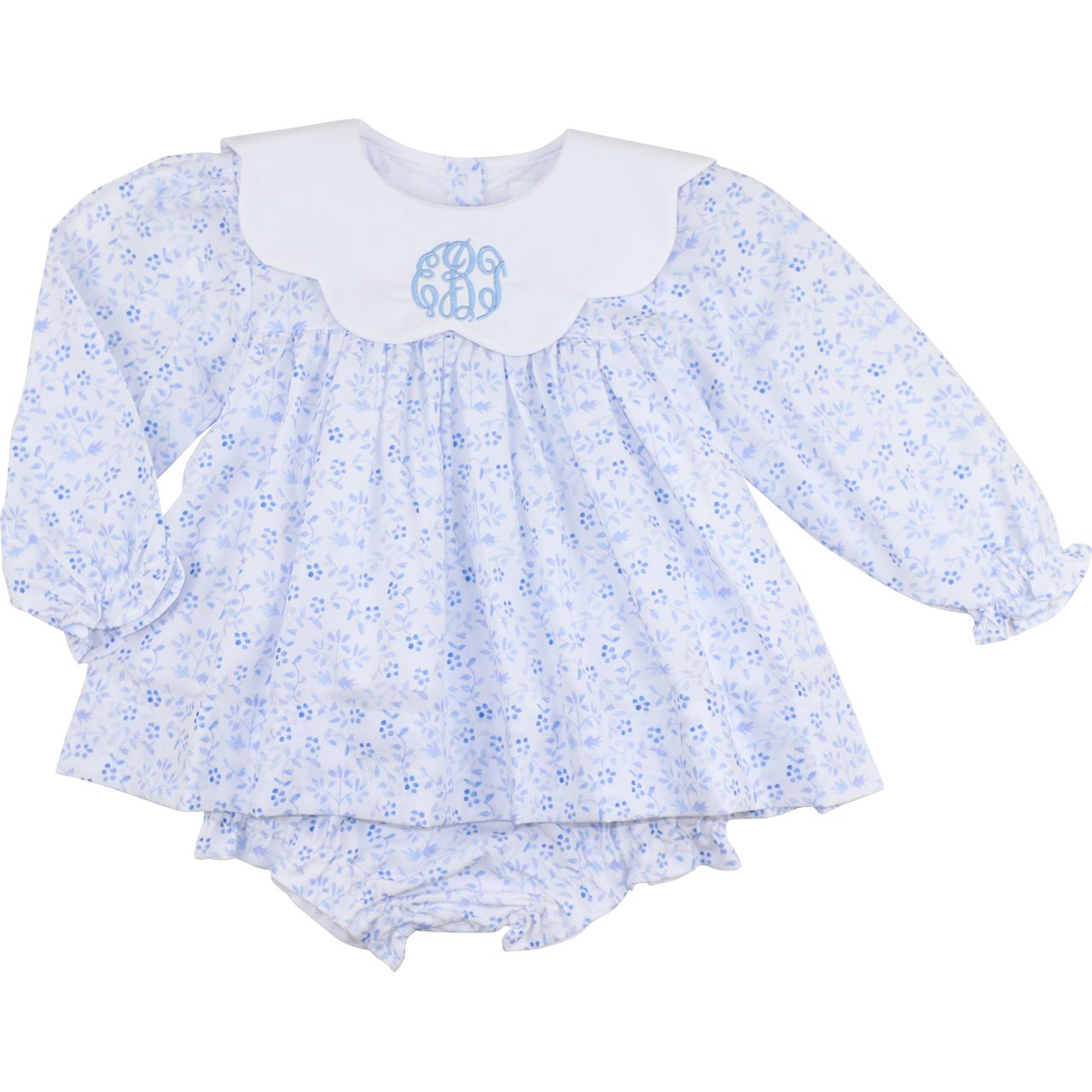 Blue Petite Floral Diaper Set