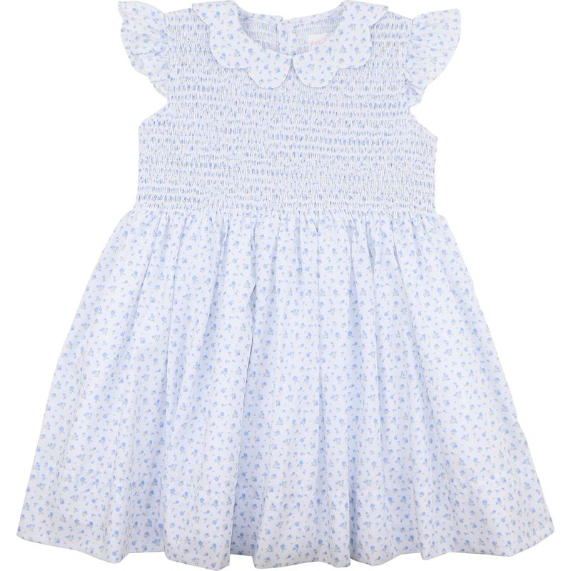 Blue Petite Floral Smocked Dress
