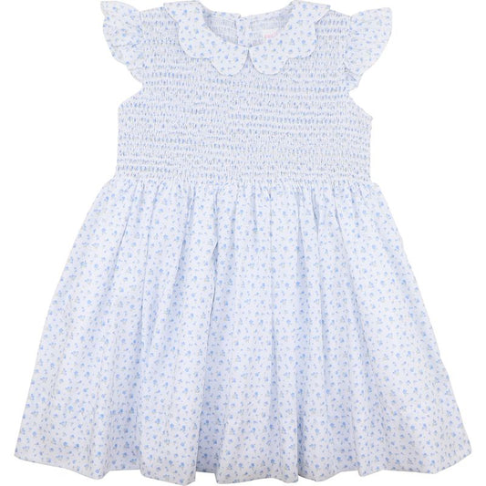 Blue Petite Floral Smocked Dress