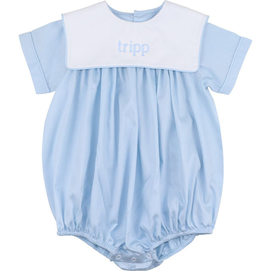 Blue Pique Square Collar Bubble