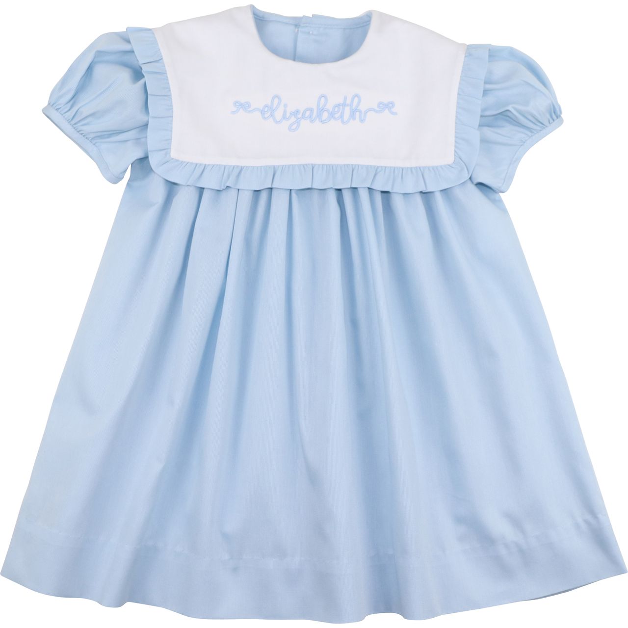 Blue Pique Square Collar Dress