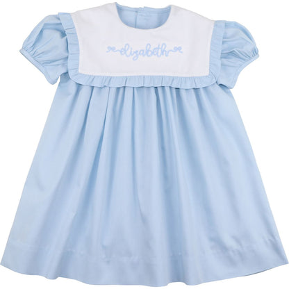 Blue Pique Square Collar Dress