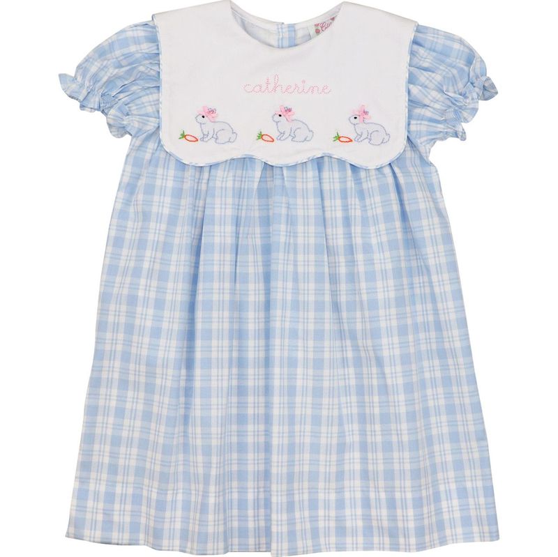 Blue Plaid Bunnies And Carrots Dress