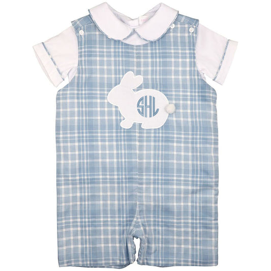 Blue Plaid Bunny Jon Jon Set