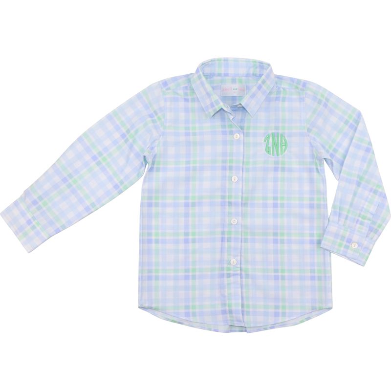 Blue Plaid Button Down Shirt