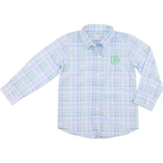 Blue Plaid Button Down Shirt