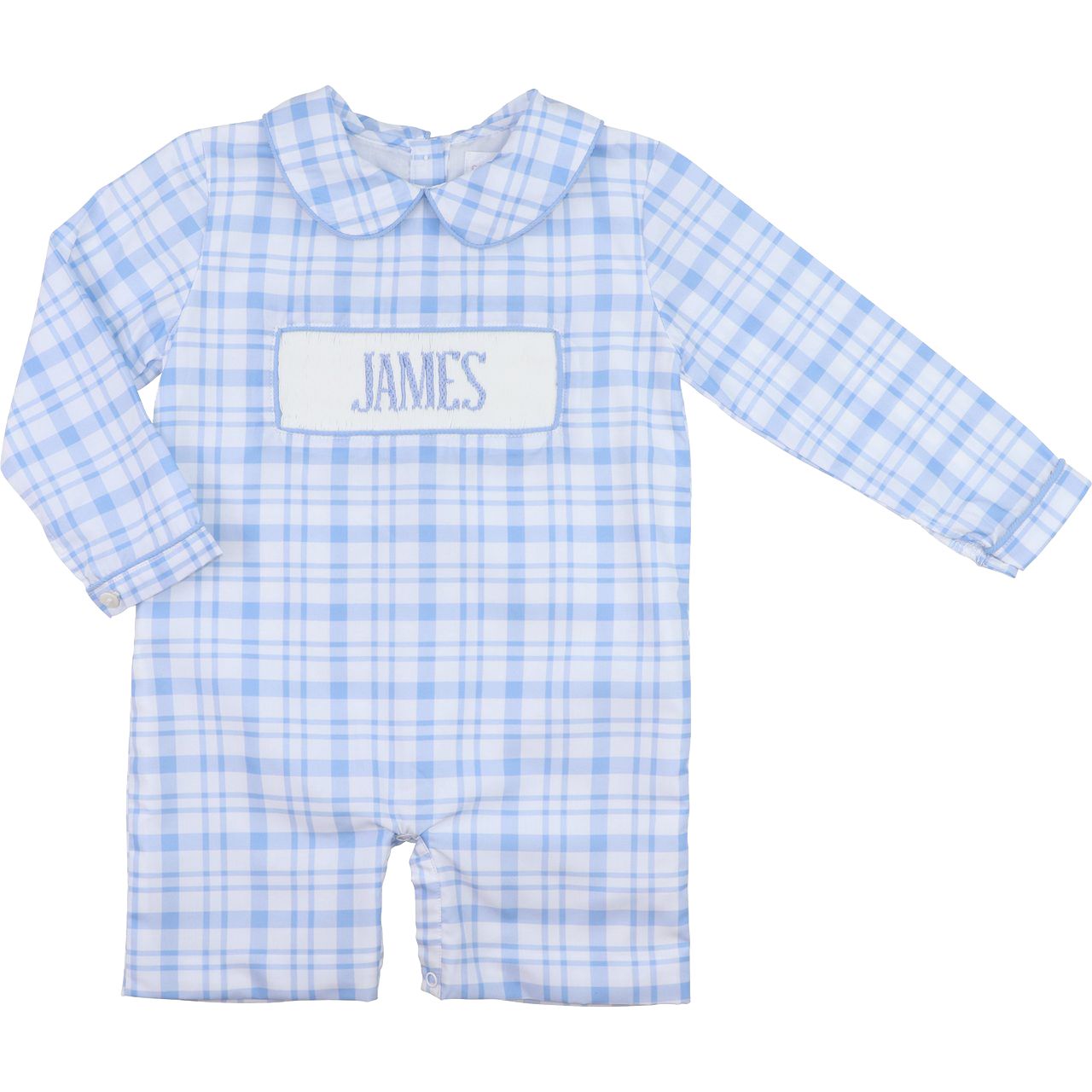 Blue Plaid Custom Smocked Short Romper