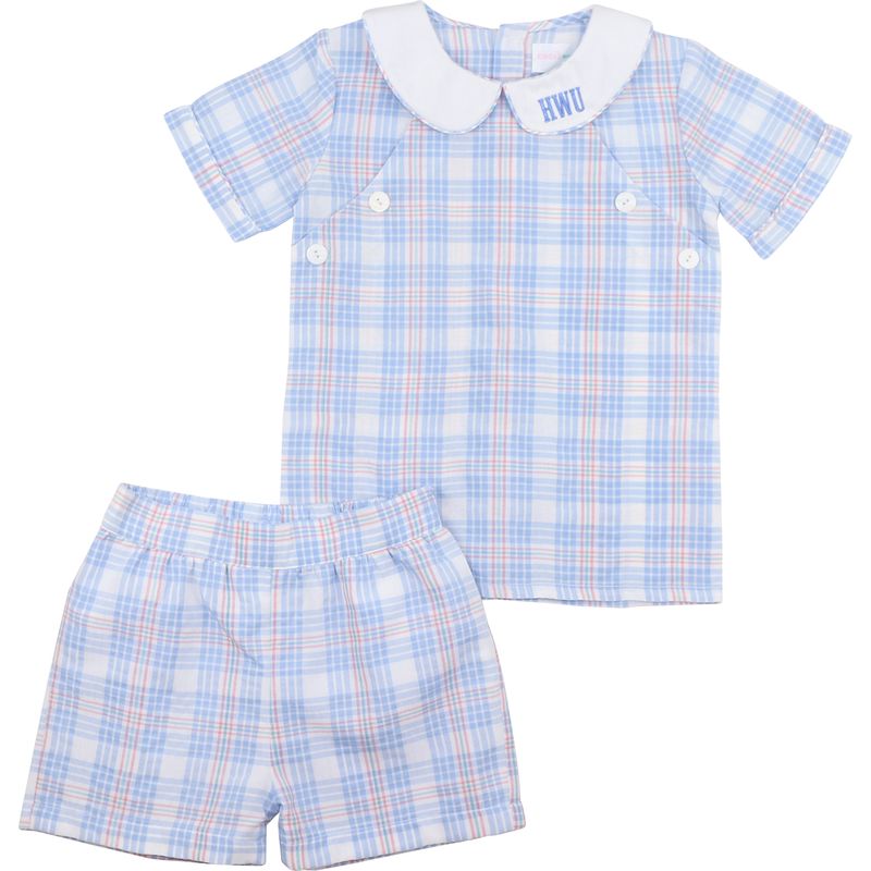 Blue Plaid Short Set