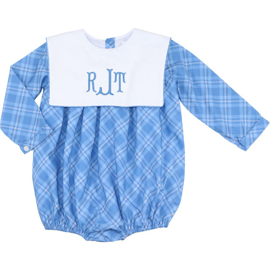 Blue Plaid Square Collar Bubble