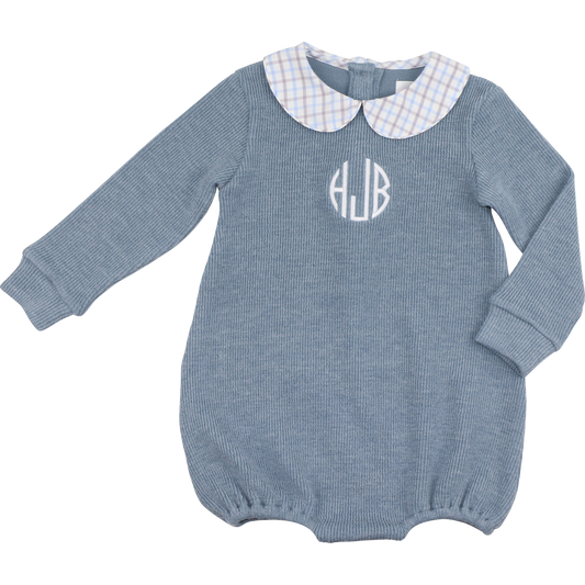 Blue Plaid Woven Sweater Bubble