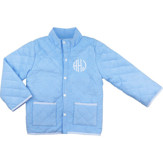 Cecil & Lou boys' Blue Quilted Corduroy Coat with snap front and pockets