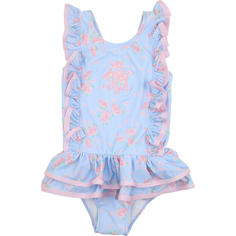 Blue Rose Print Swimsuit