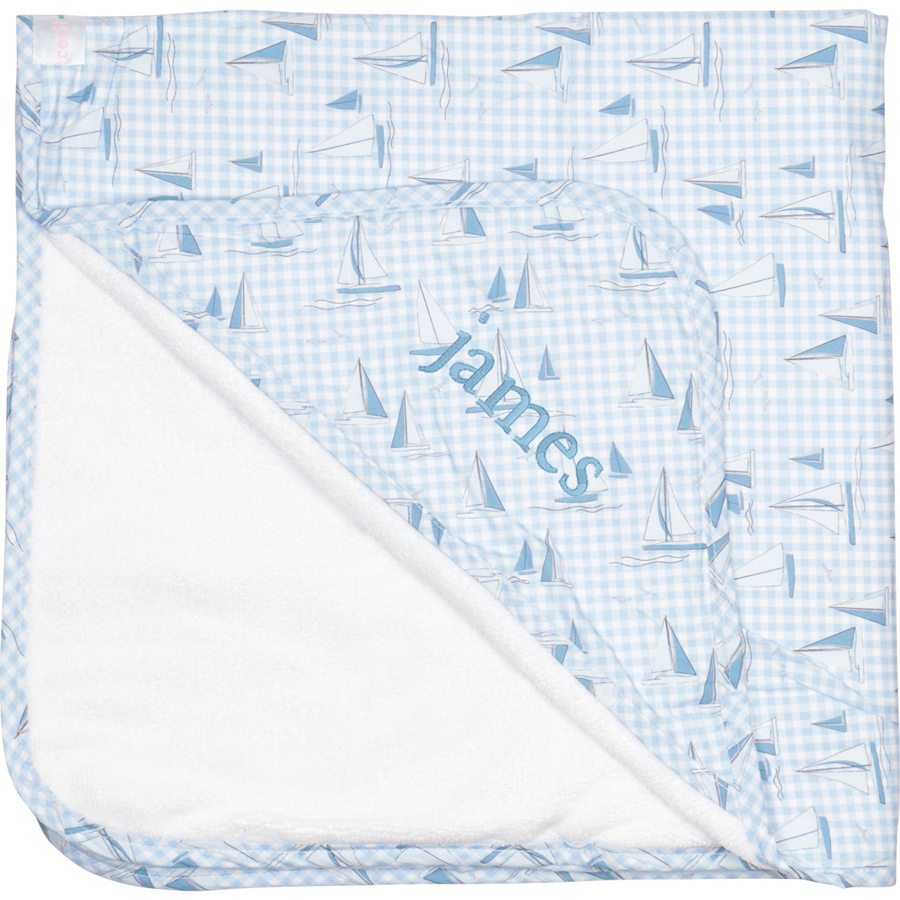 Blue Sailboat Hooded Towel1