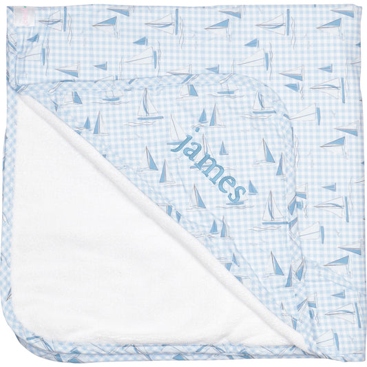 Blue Sailboat Hooded Towel1