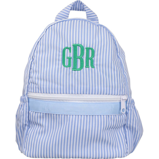 Blue Seersucker Backpack
