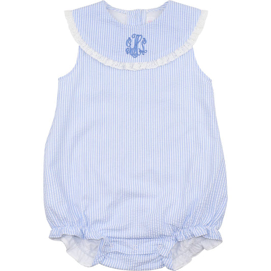 Blue Seersucker Eyelet Bubble