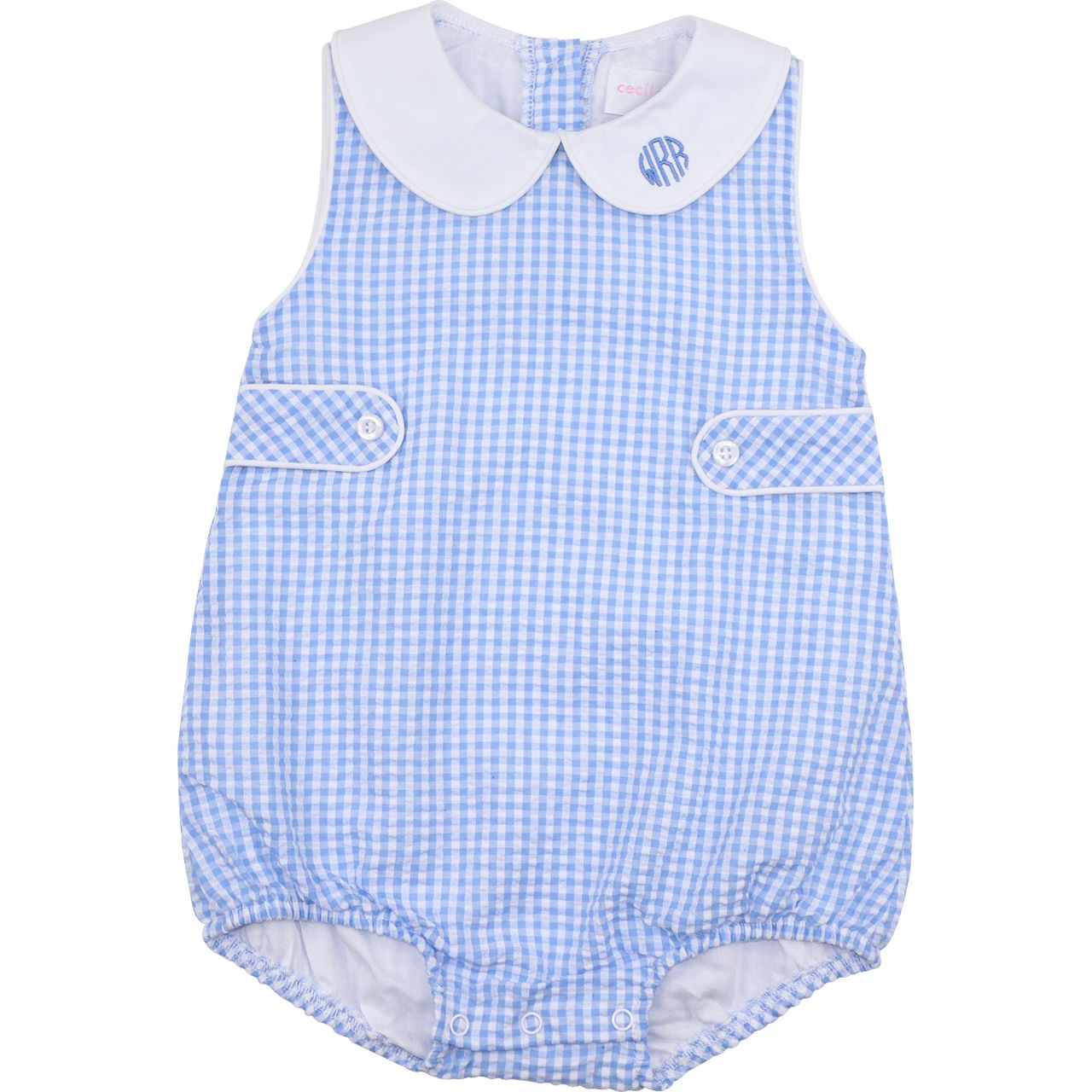 Blue Seersucker Tab Bubble