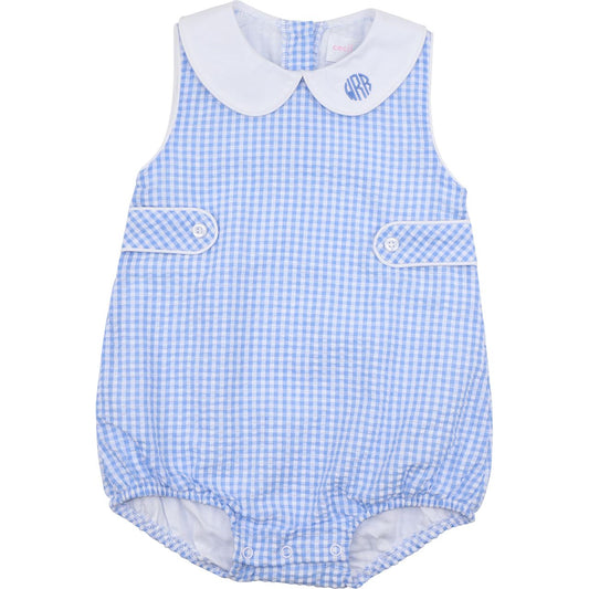 Blue Seersucker Tab Bubble