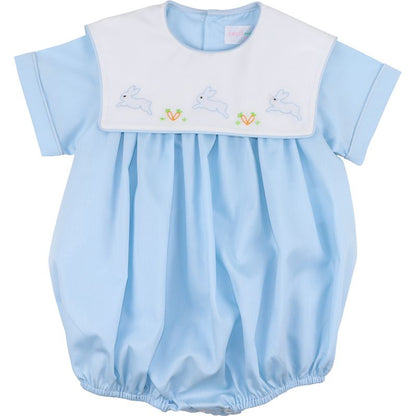 Blue Shadow Embroidered Bunnies Bubble