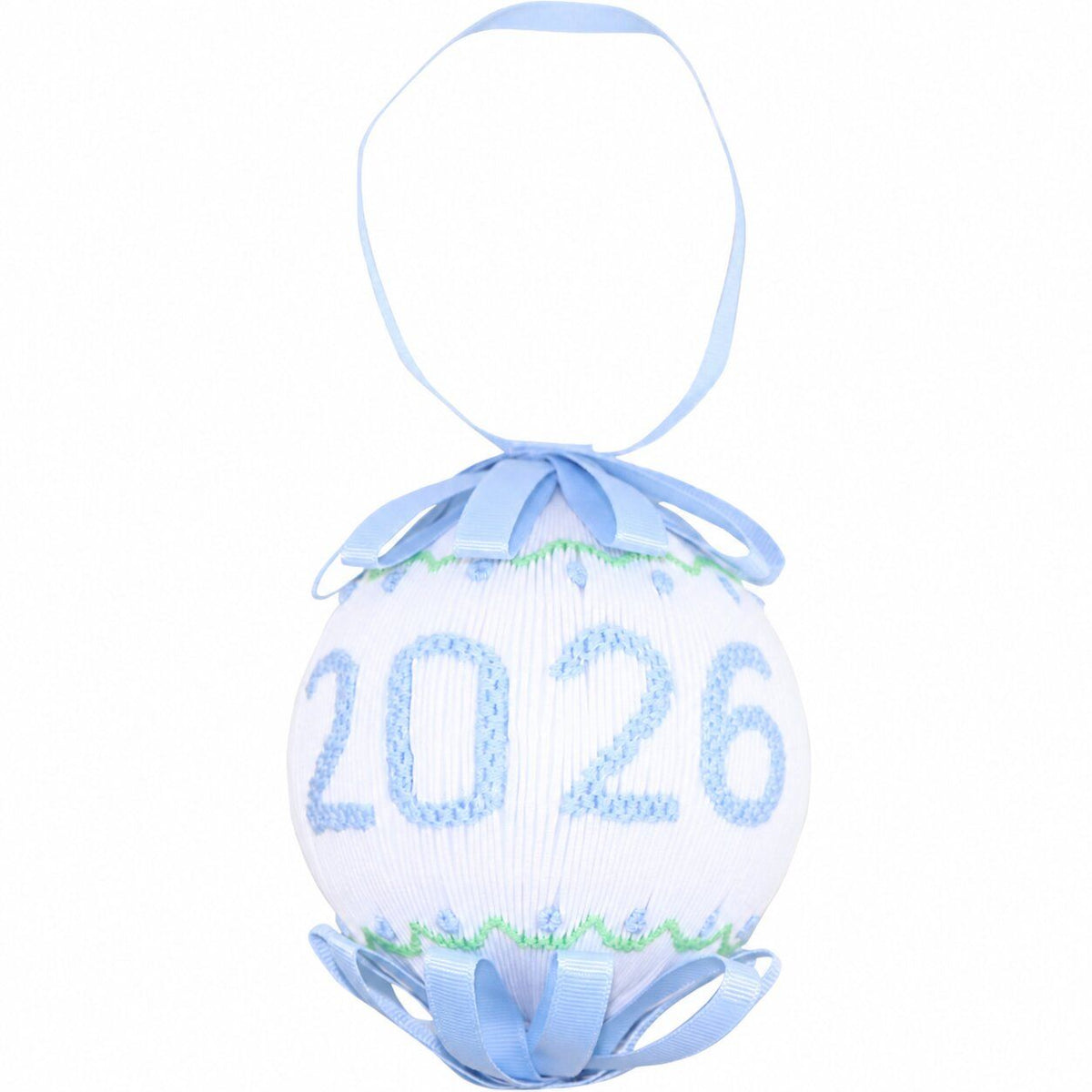 Blue Smocked 2026 Christmas Ornament