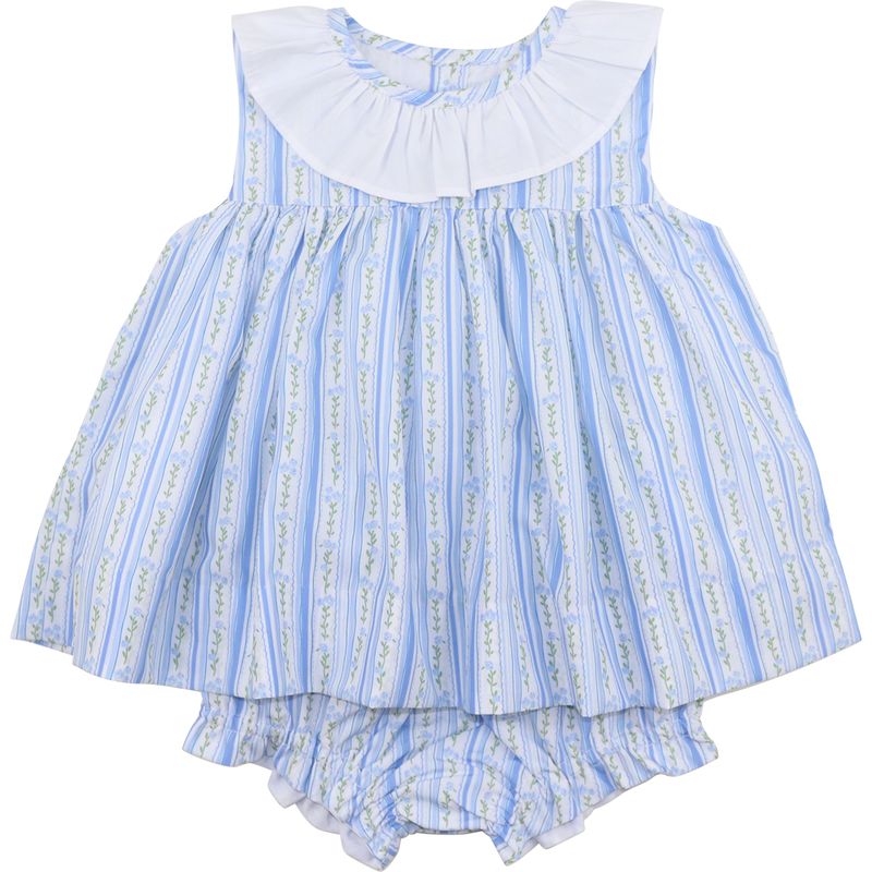 Blue Stripe Floral Vines Diaper Set