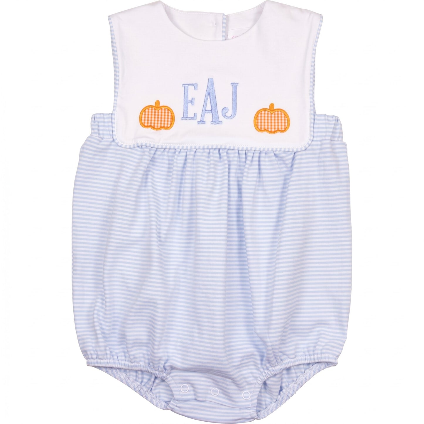 Blue Stripe Knit Applique Pumpkin Bubble