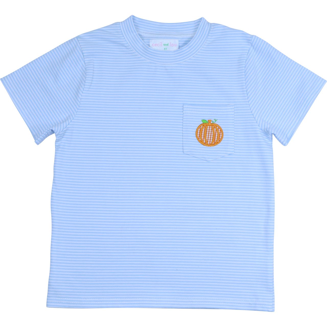 Blue Stripe Knit Applique Pumpkin Shirt