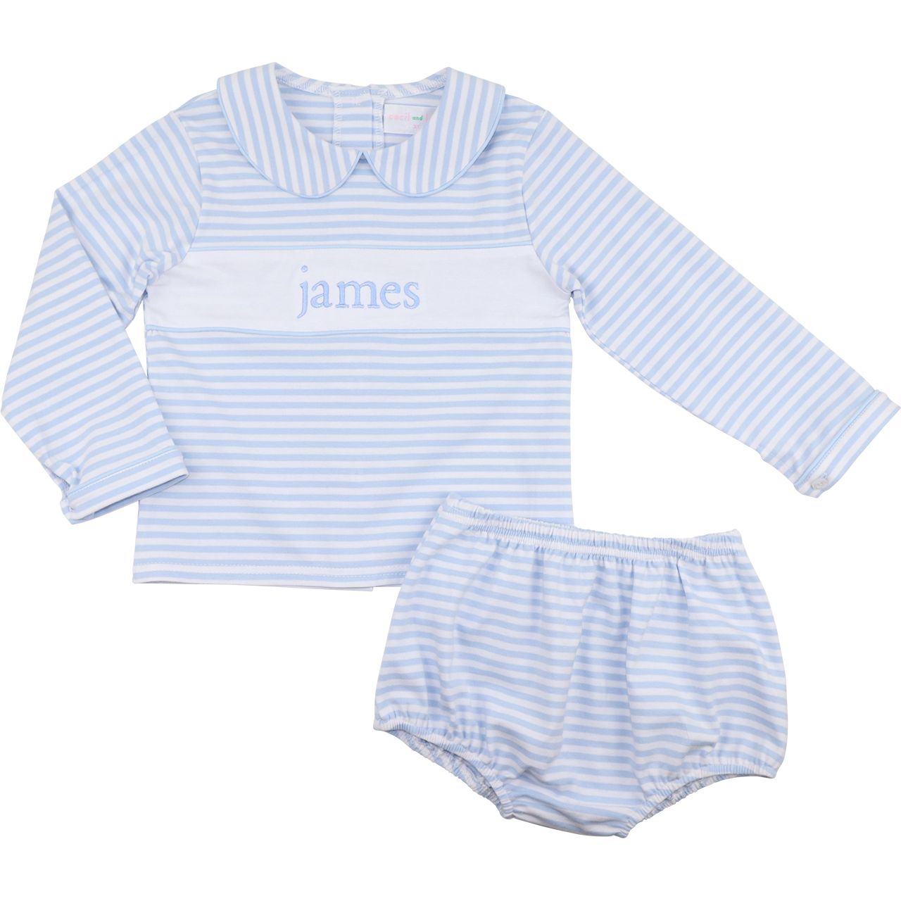 Blue Stripe Knit Insert Diaper Set