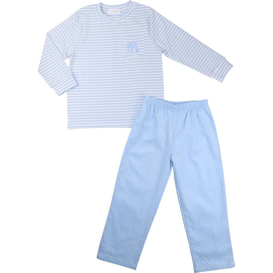 Blue Stripe Knit Pant Set