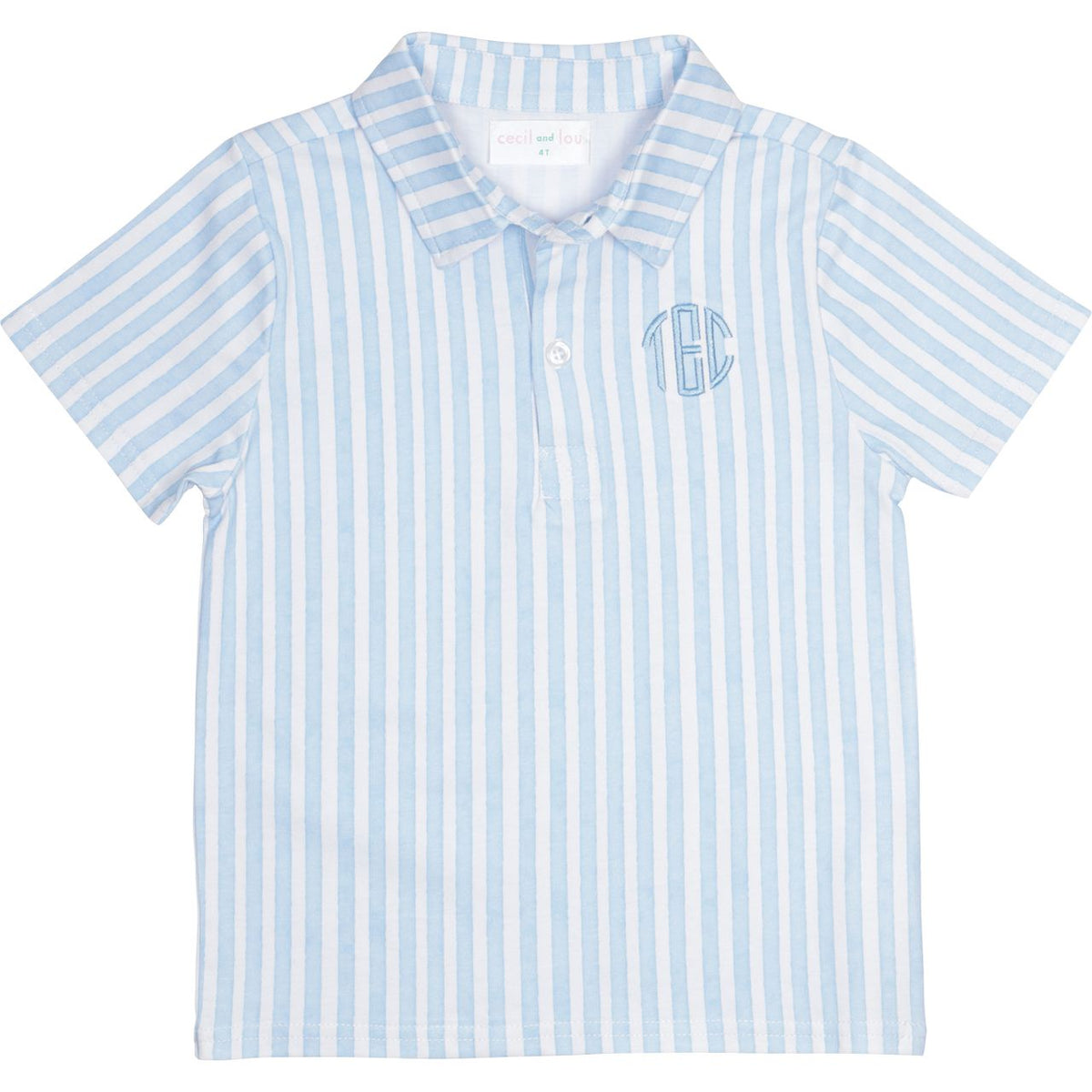 Blue Stripe Knit Polo Shirt