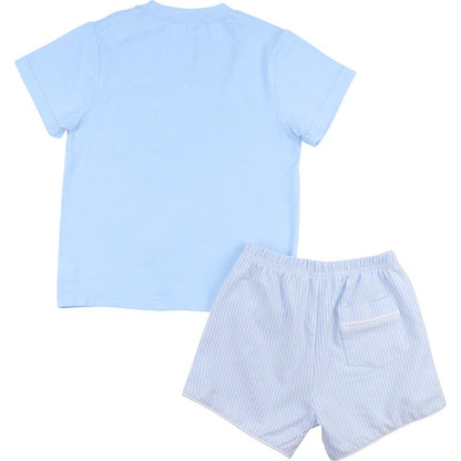 Blue Stripe Pocket Short Set