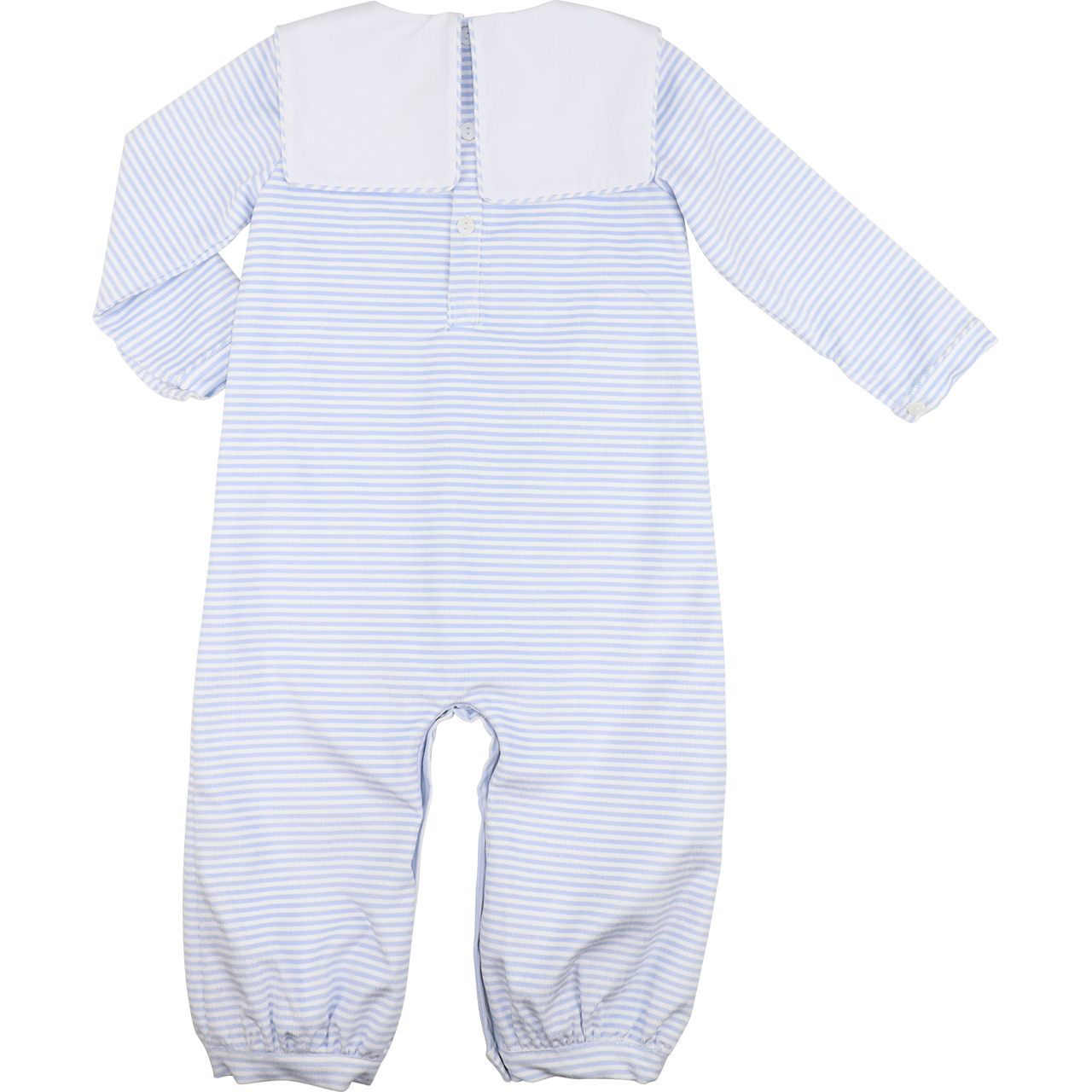 Blue Striped Corduroy Sailor Long Romper Back 
