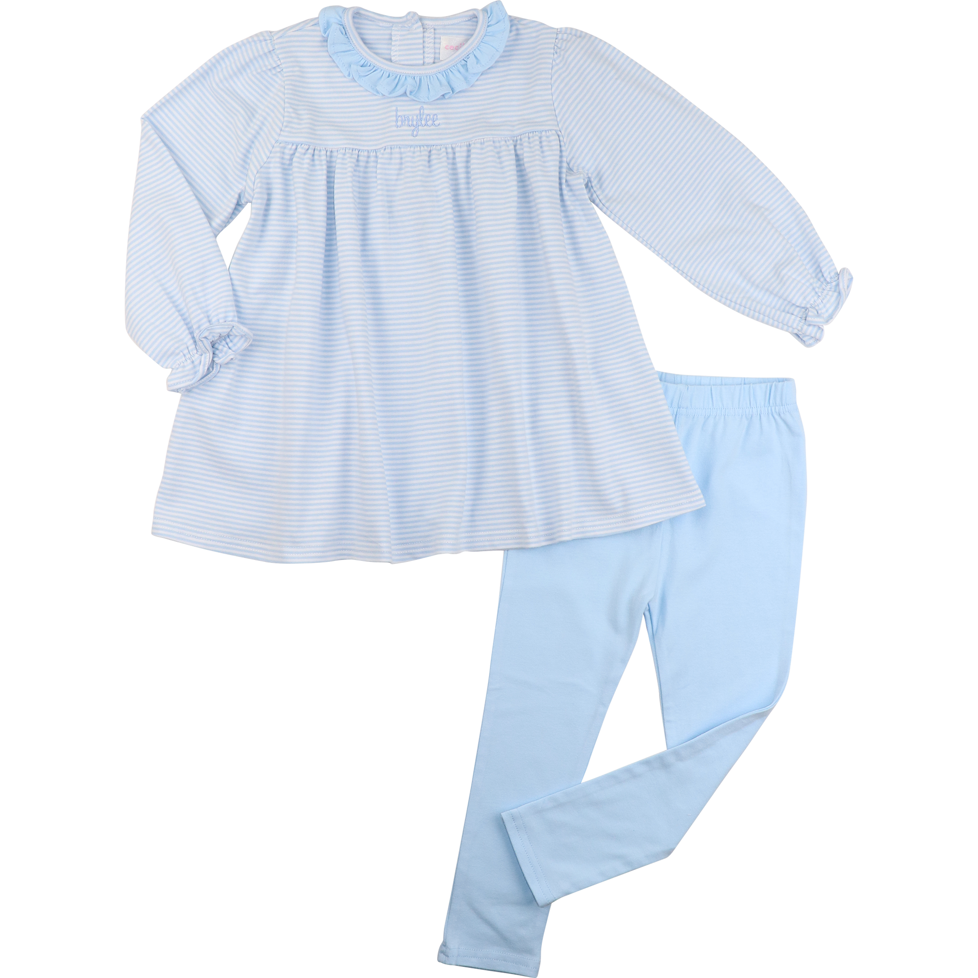 Blue Striped Knit Legging Set